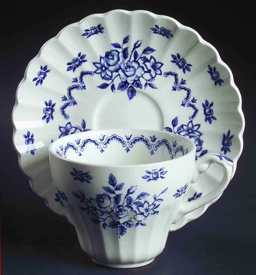 Chatsworth Blue Flat Cup & Saucer Set by J & G Meakin-1