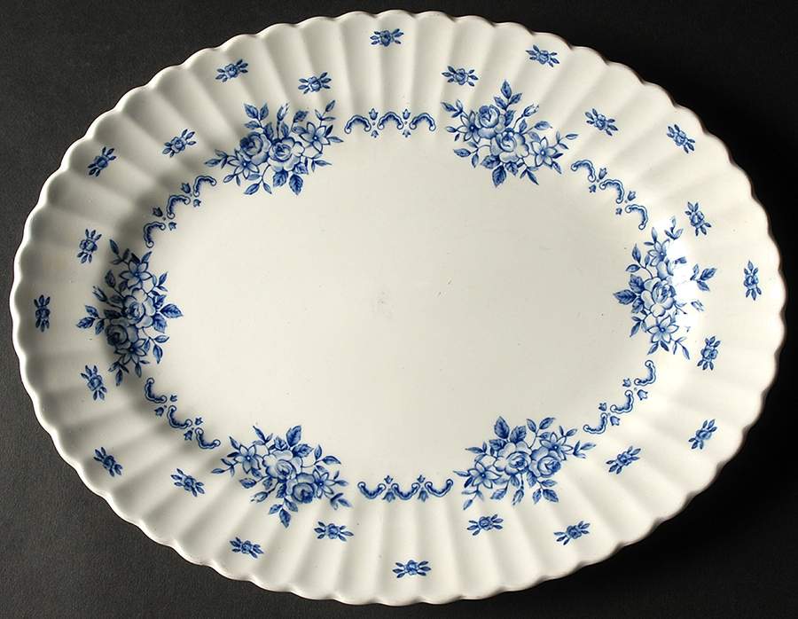 Chatsworth Blue 12" Oval Serving Platter by J & G Meakin-1