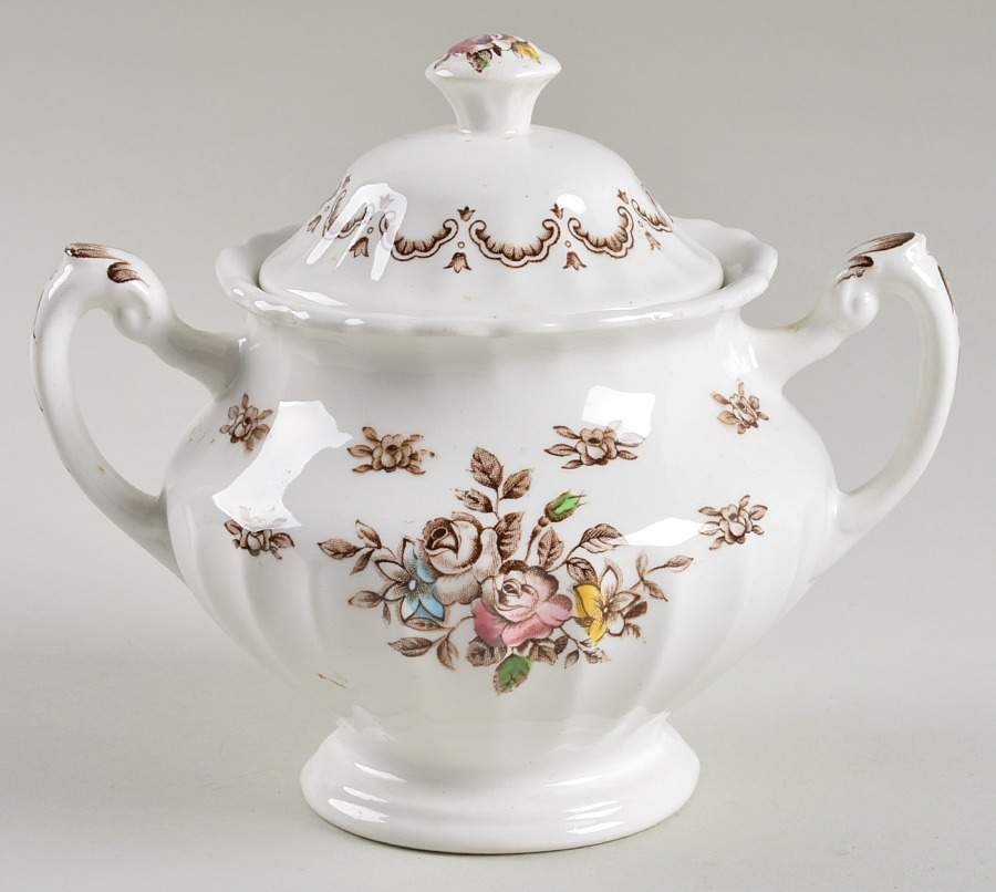 Chatsworth Multicolor Sugar Bowl & Lid by J & G Meakin-1