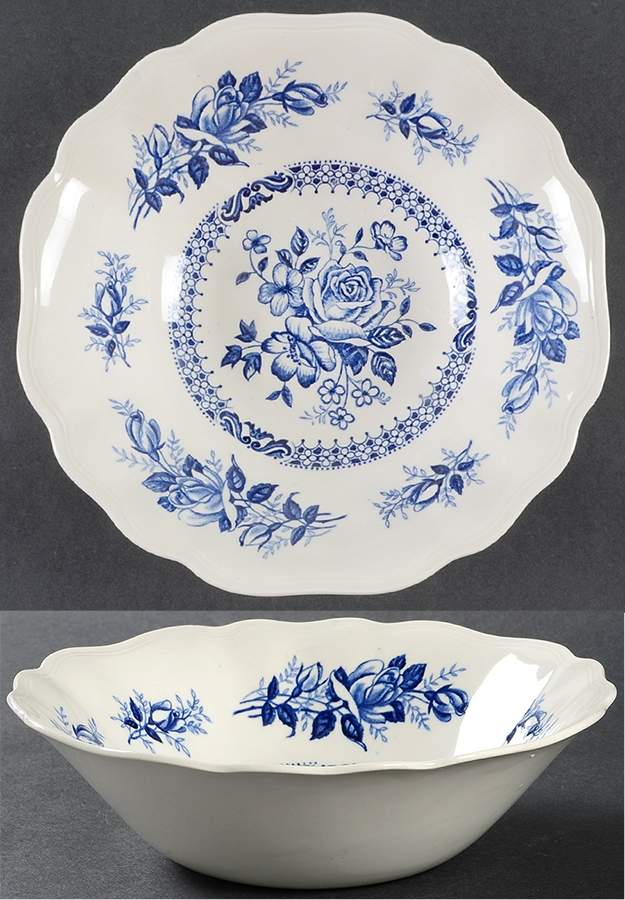 Chelsea Roses (Blue On White) Coupe Cereal Bowl by J & G Meakin-1
