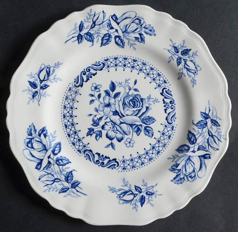 Chelsea Roses (Blue On White) Bread & Butter Plate by J & G Meakin-1