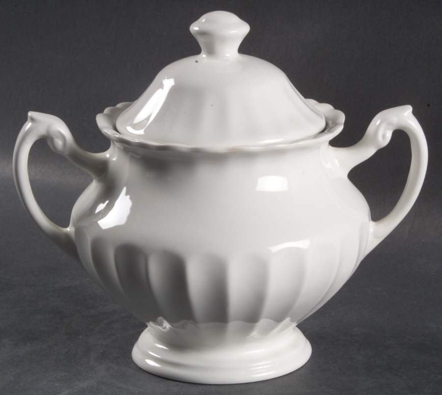Classic White Sugar Bowl & Lid by J & G Meakin-1