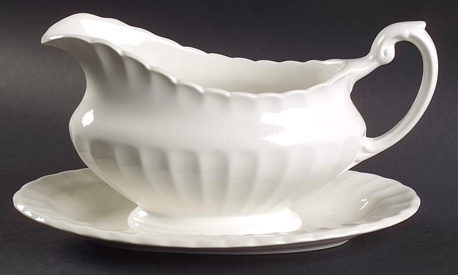Classic White Gravy Boat & Underplate/Relish by J & G Meakin-1