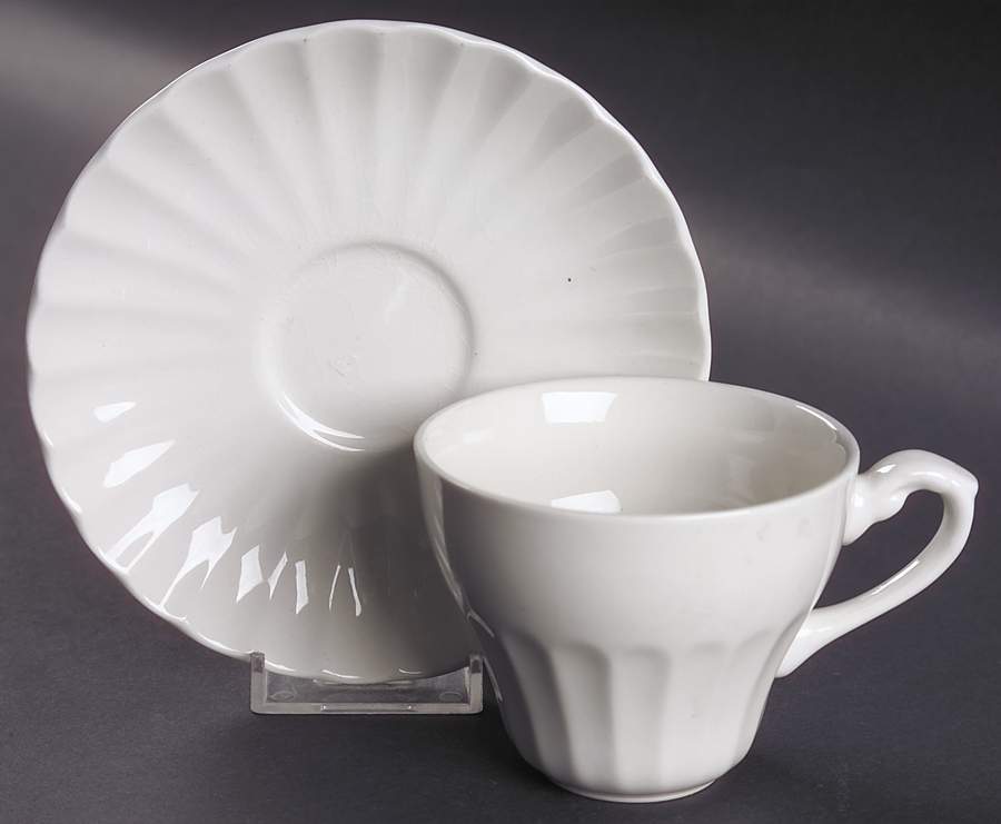 Classic White Flat Cup & Saucer Set by J & G Meakin-1