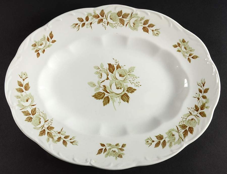 Colonial Garden 12" Oval Serving Platter by J & G Meakin-1