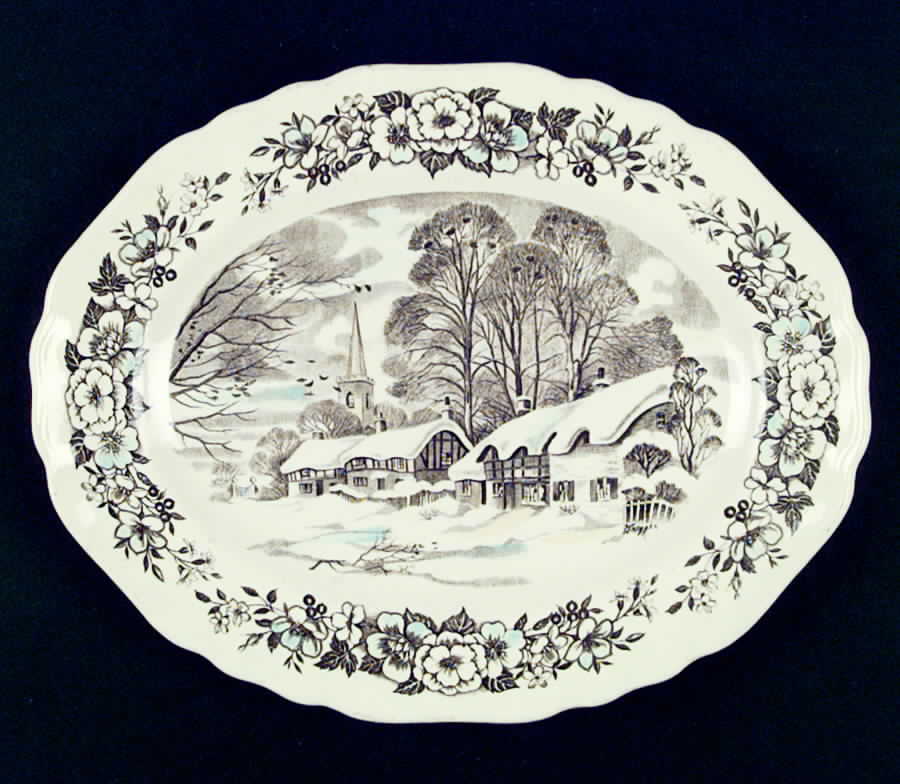 Country Life 12" Oval Serving Platter by J & G Meakin-1