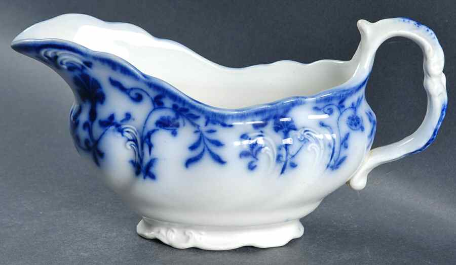 Colonial Flow Blue (No Gold Accent) Gravy Boat by J & G Meakin-1