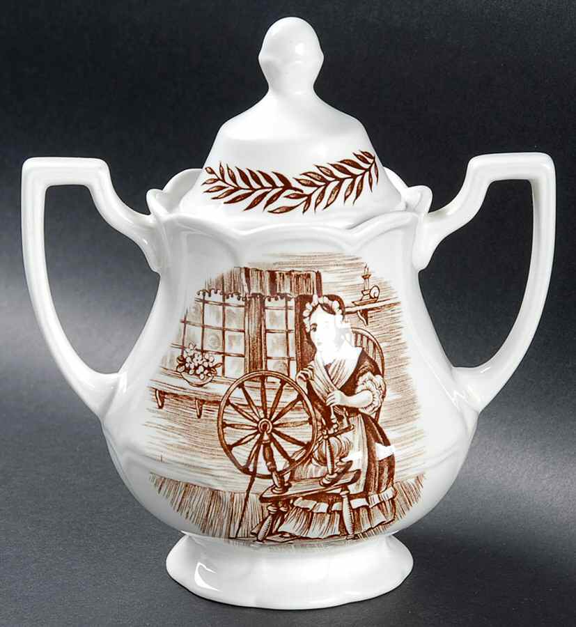 Colonial Brown Sugar Bowl & Lid by J & G Meakin-1