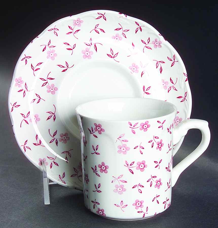 Cornflower Pink Flat Cup & Saucer Set by J & G Meakin-1