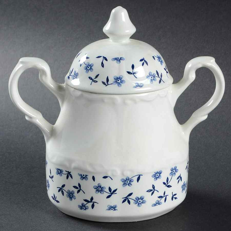 Cornflower Blue Sugar Bowl & Lid by J & G Meakin-1