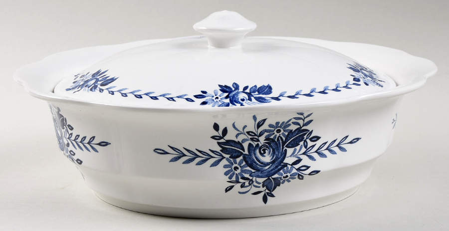 Dresden Blue Round Covered Vegetable by J & G Meakin-1