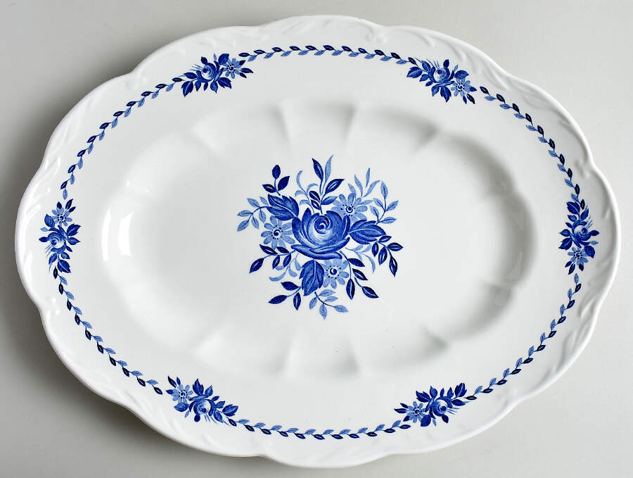 Dresden Blue 16" Oval Serving Platter by J & G Meakin-1