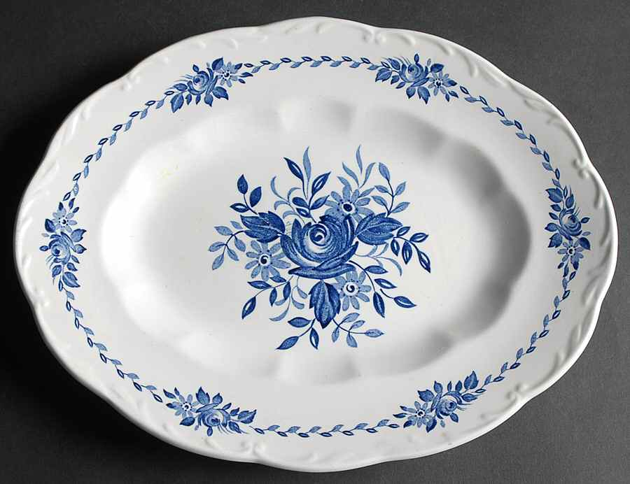 Dresden Blue 12" Oval Serving Platter by J & G Meakin-1