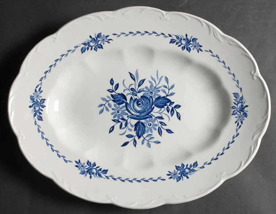 Dresden Blue 14" Oval Serving Platter by J & G Meakin-1