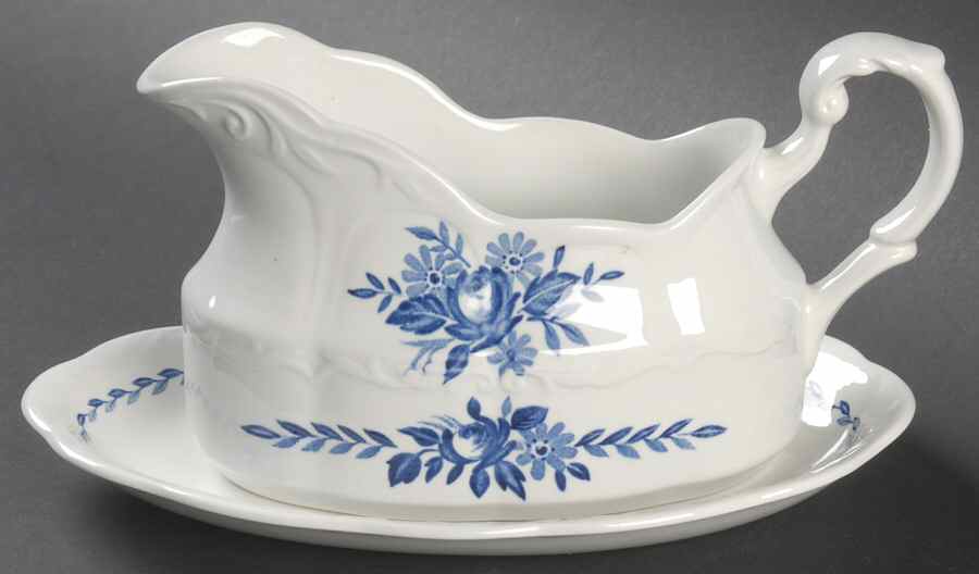 Dresden Blue Gravy Boat & Underplate/Relish by J & G Meakin-1