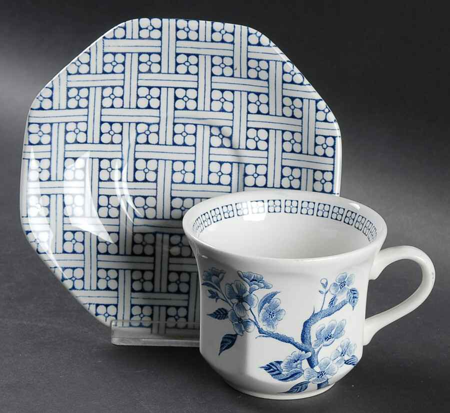 Dynasty Blue Flat Cup & Saucer Set by J & G Meakin-1