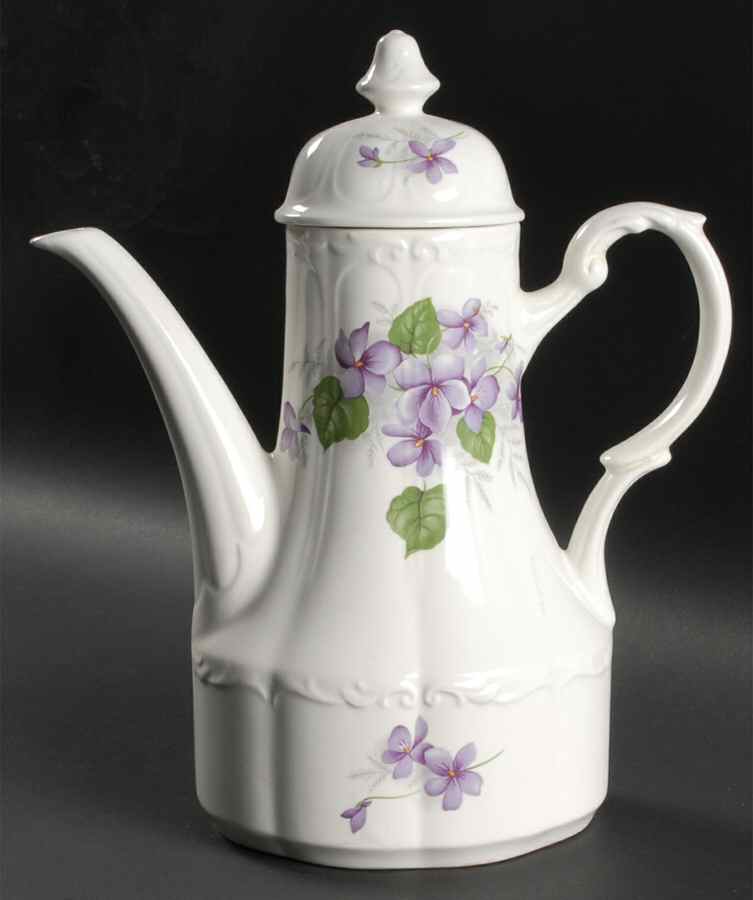 English Violets Coffee Pot & Lid by J & G Meakin-1