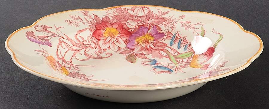 Floral Beauty Pink Multicolor Rim Soup Bowl by J & G Meakin-1