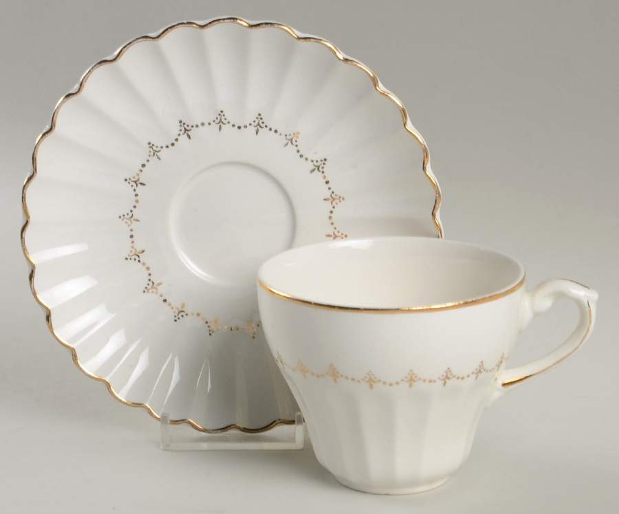 Fleur De Lis Flat Cup & Saucer Set by J & G Meakin-1