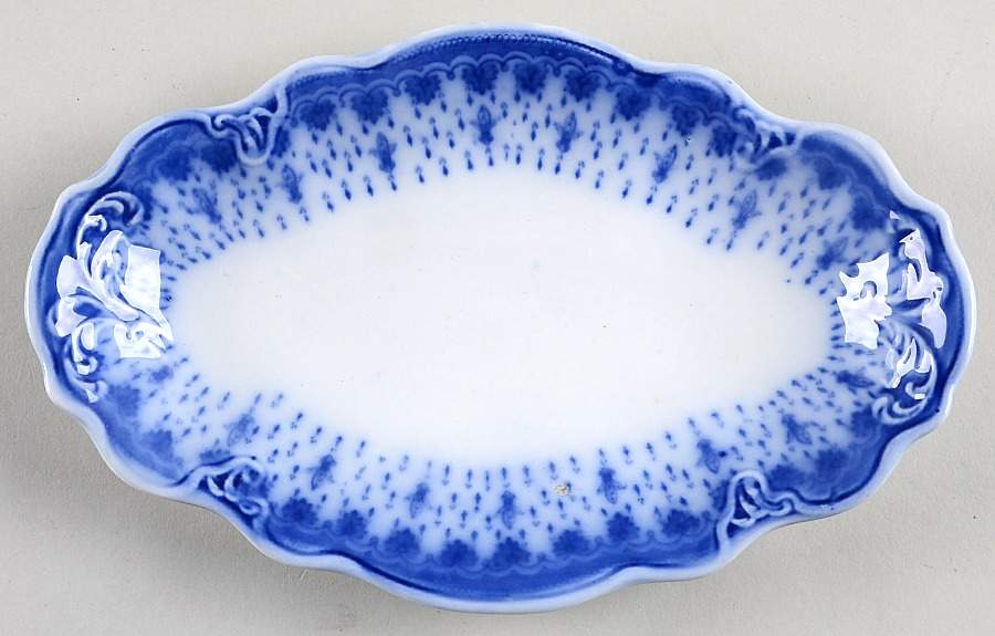 Fleur De Lis Blue Relish/Gravy Underplate by J & G Meakin-1