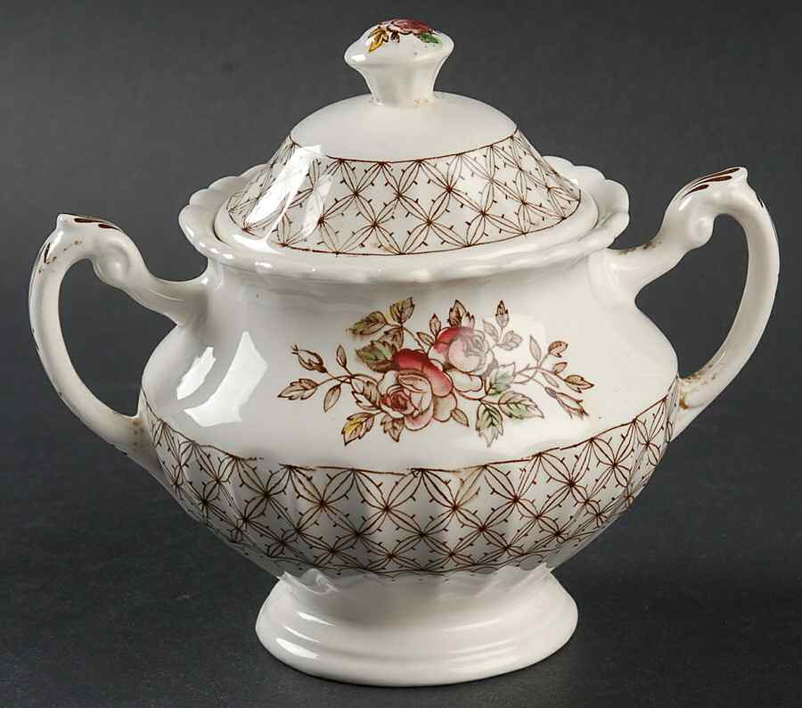 Florentine Sugar Bowl & Lid by J & G Meakin-1
