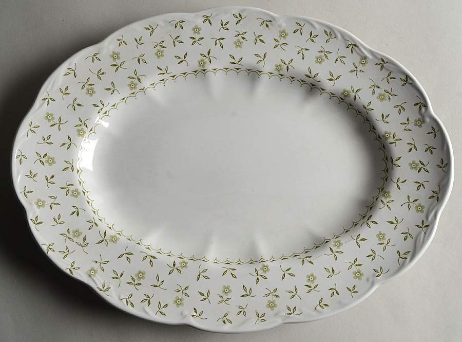 Forget Me Not Green 16" Oval Serving Platter by J & G Meakin-1