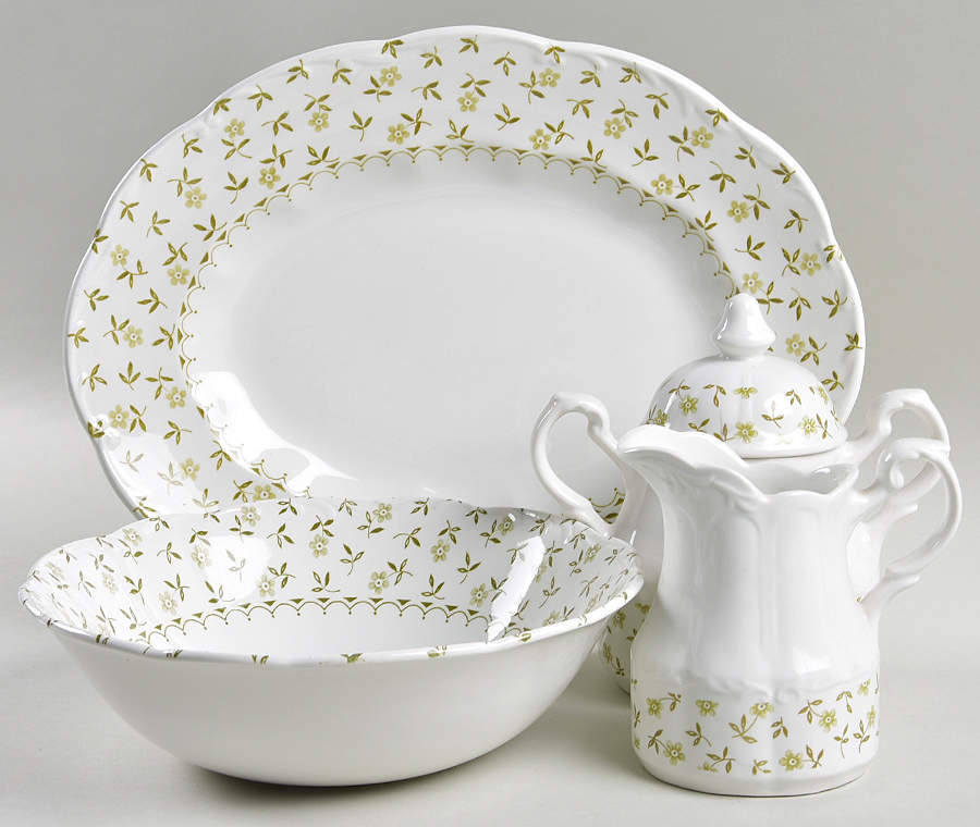 Forget Me Not Green 5 Piece Hostess Set by J & G Meakin-1