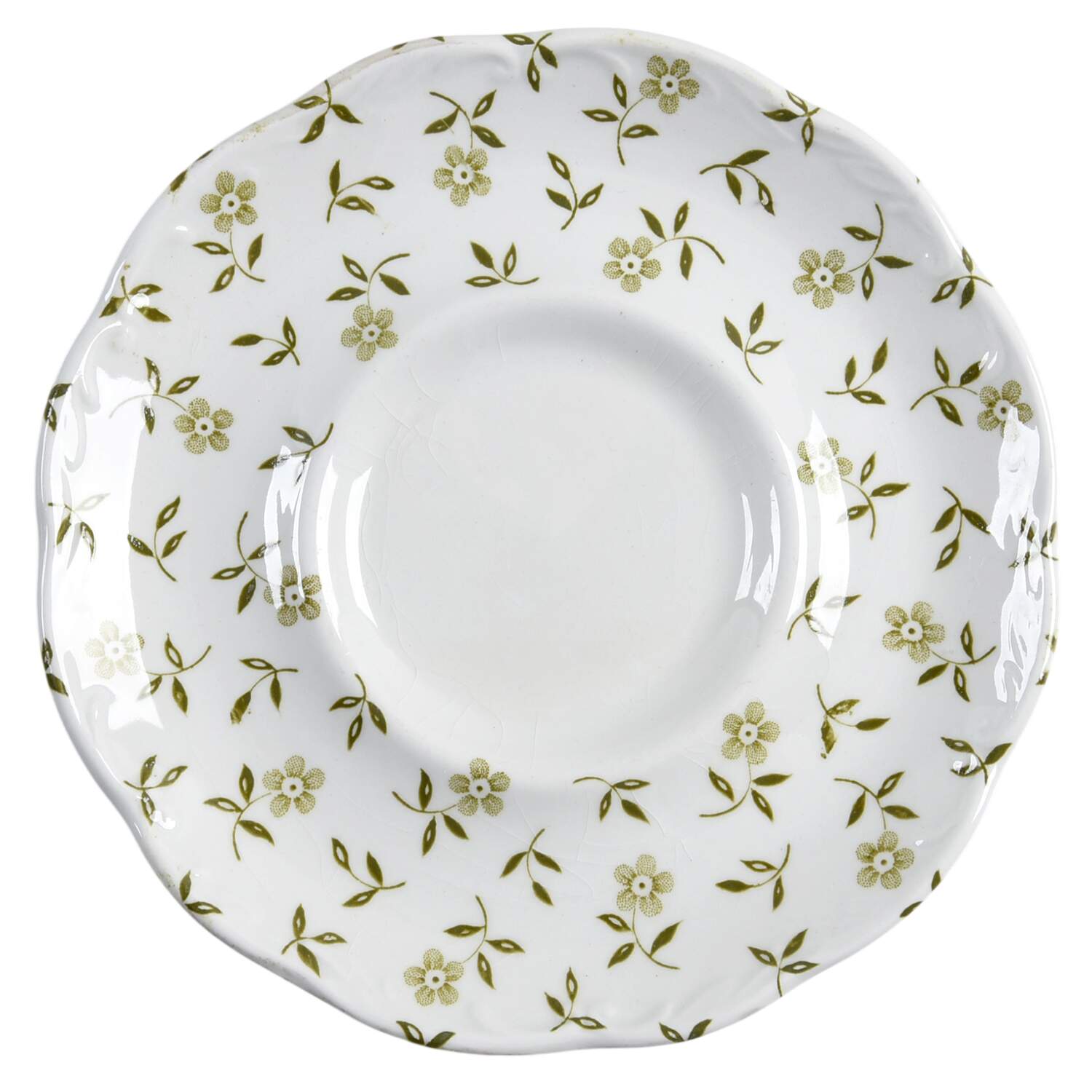 Forget Me Not Green Saucer for Flat Cup by J & G Meakin-1