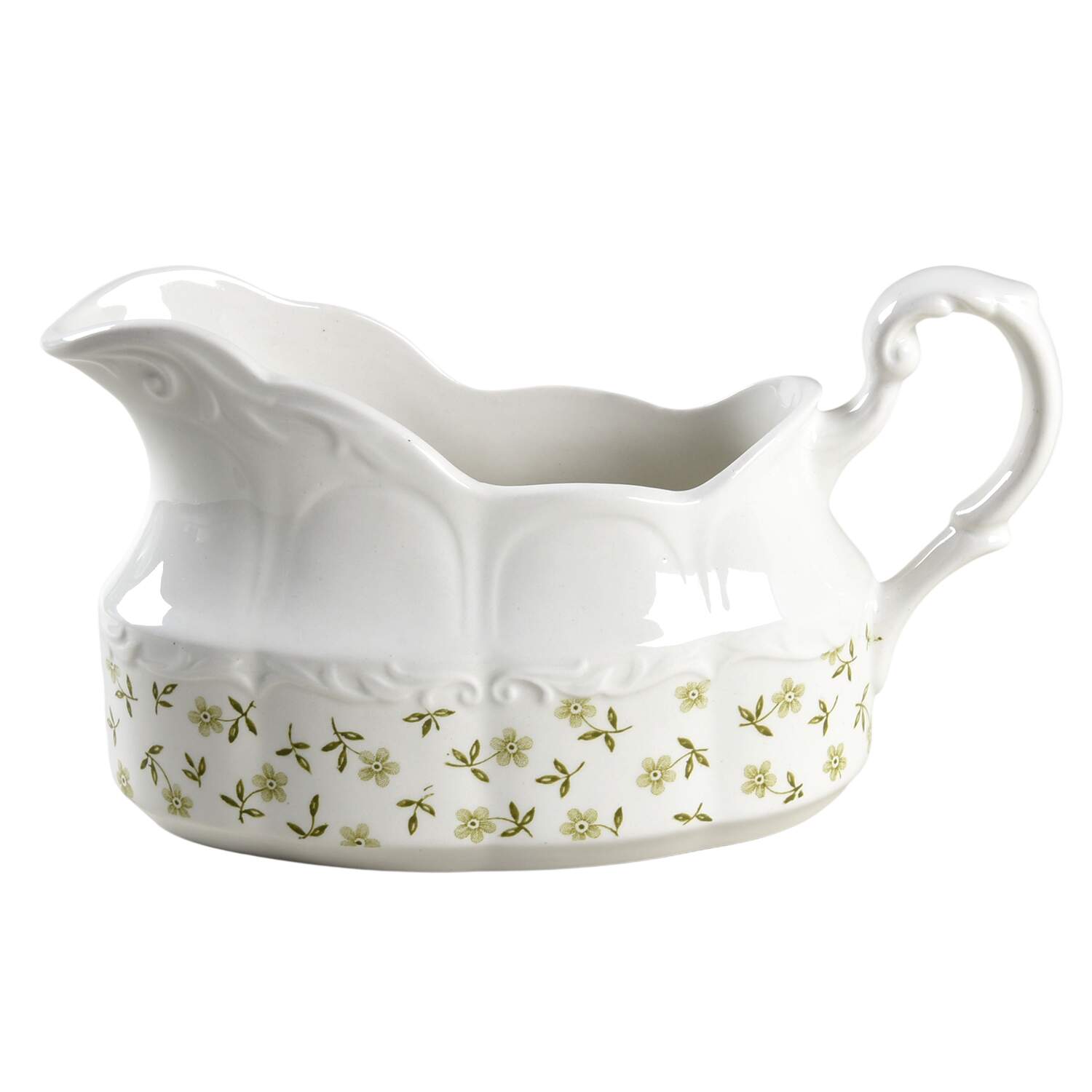 Forget Me Not Green Gravy Boat by J & G Meakin-1