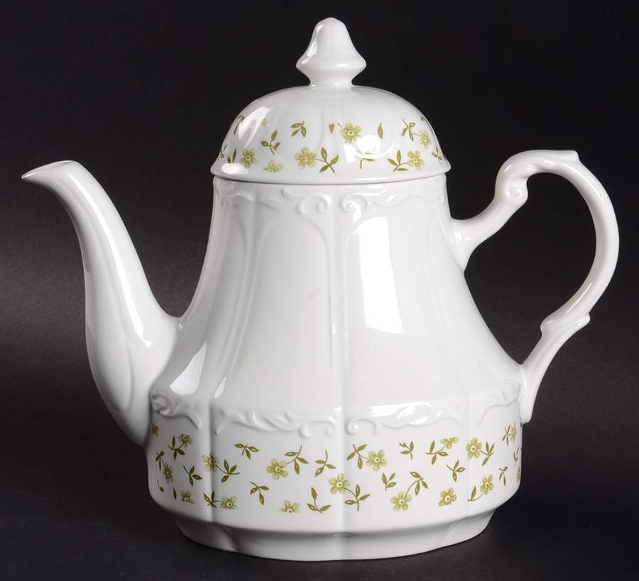 Forget Me Not Green Teapot & Lid by J & G Meakin-1