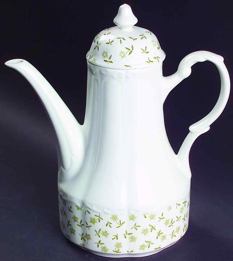 Forget Me Not Green Coffee Pot & Lid by J & G Meakin-1