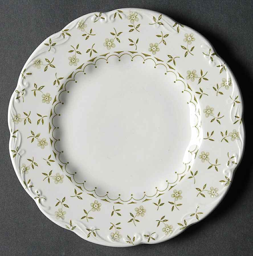 Forget Me Not Green Bread & Butter Plate by J & G Meakin-1