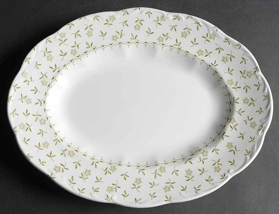 Forget Me Not Green 12" Oval Serving Platter by J & G Meakin-1