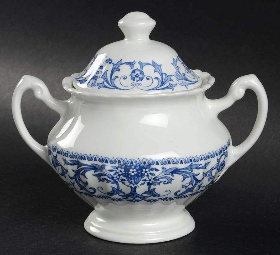 Forum Blue Sugar Bowl & Lid by J & G Meakin-1
