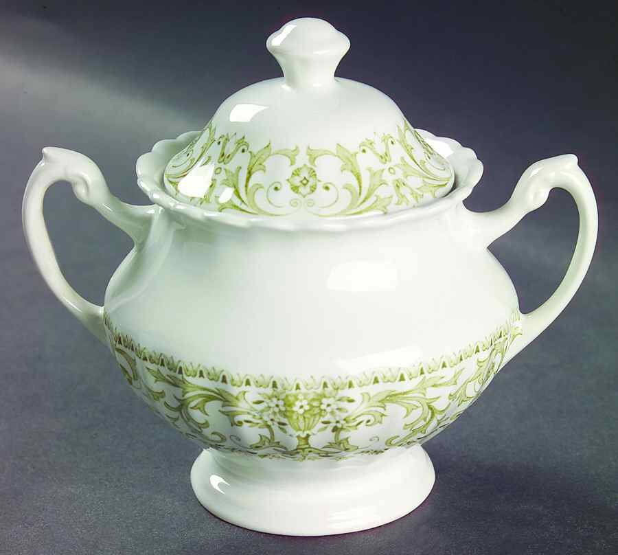Forum Green Sugar Bowl & Lid by J & G Meakin-1