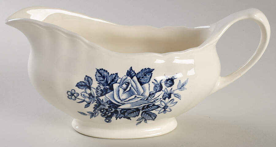 Gainsborough Blue Gravy Boat by J & G Meakin-1