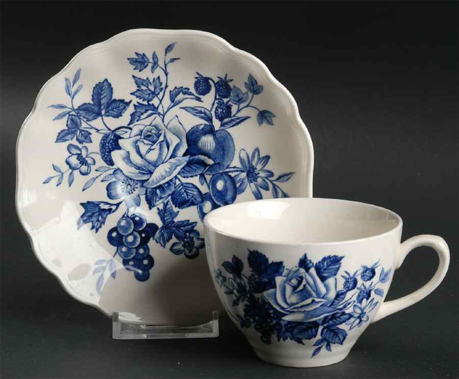 Gainsborough Blue Flat Cup & Saucer Set by J & G Meakin-1
