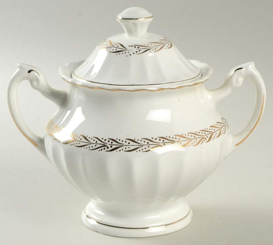 Garland (Gold Laurel) Sugar Bowl & Lid by J & G Meakin-1