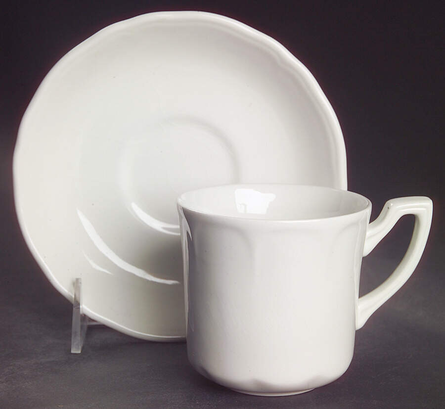 Heirloom White Flat Cup & Saucer Set by J & G Meakin-1