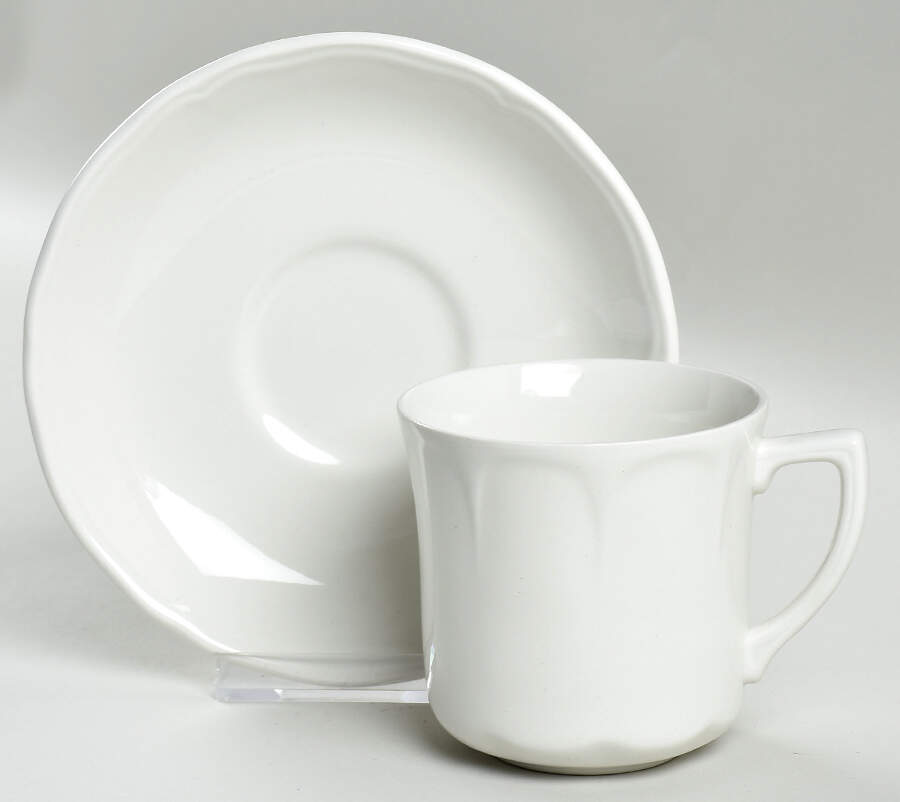 Heirloom White Flat Cup & Saucer Set by J & G Meakin-1