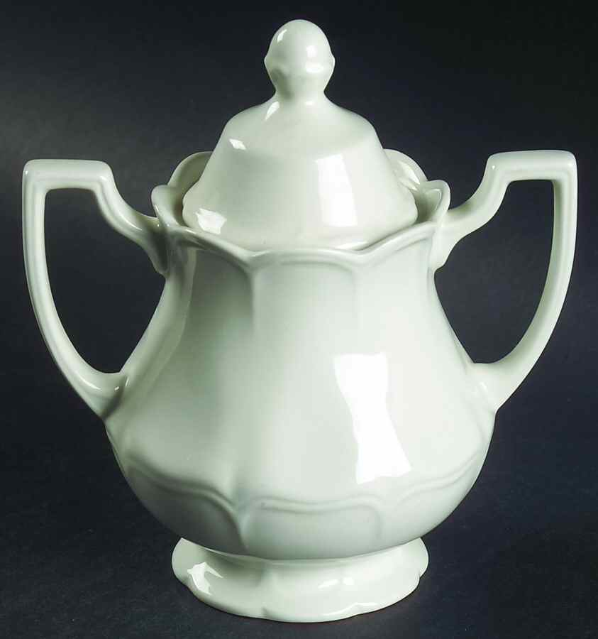 Heirloom White Sugar Bowl & Lid by J & G Meakin-1