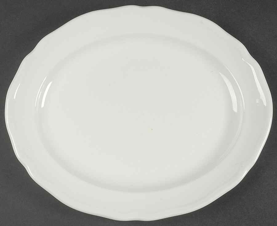 Heirloom White 12" Oval Serving Platter by J & G Meakin-1