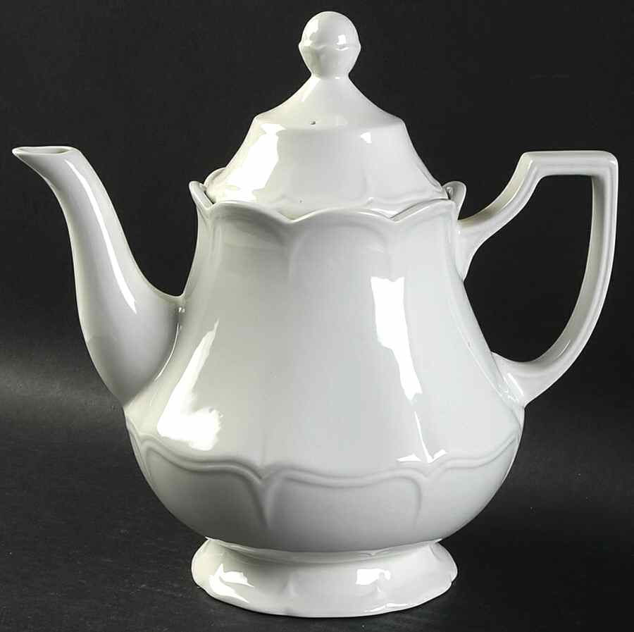 Heirloom White Teapot & Lid by J & G Meakin-1