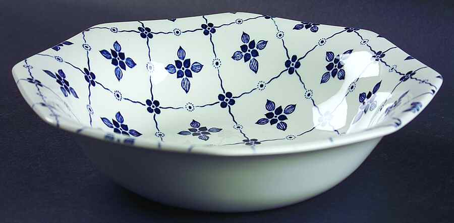 Homespun Blue 8" Round Vegetable Bowl by J & G Meakin-1