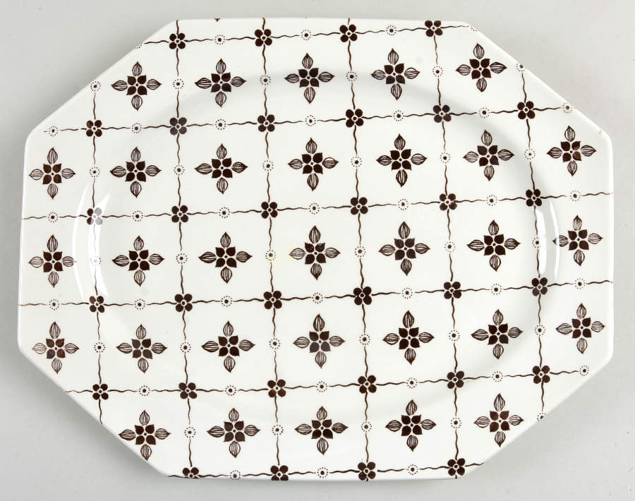 Homespun Brown 12" Oval Serving Platter by J & G Meakin-1