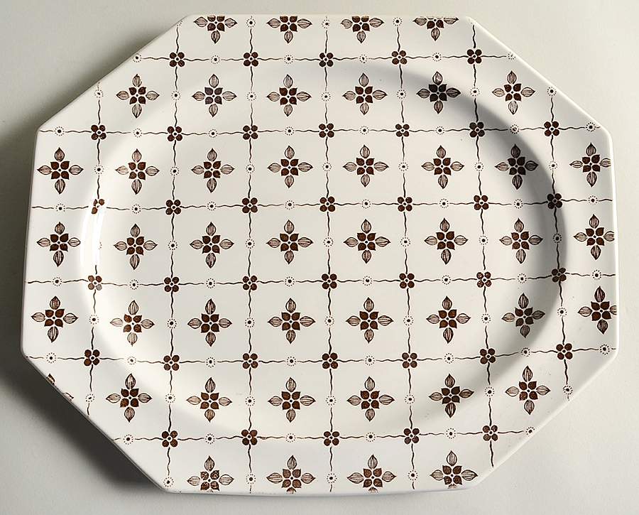 Homespun Brown 14" Oval Serving Platter by J & G Meakin-1
