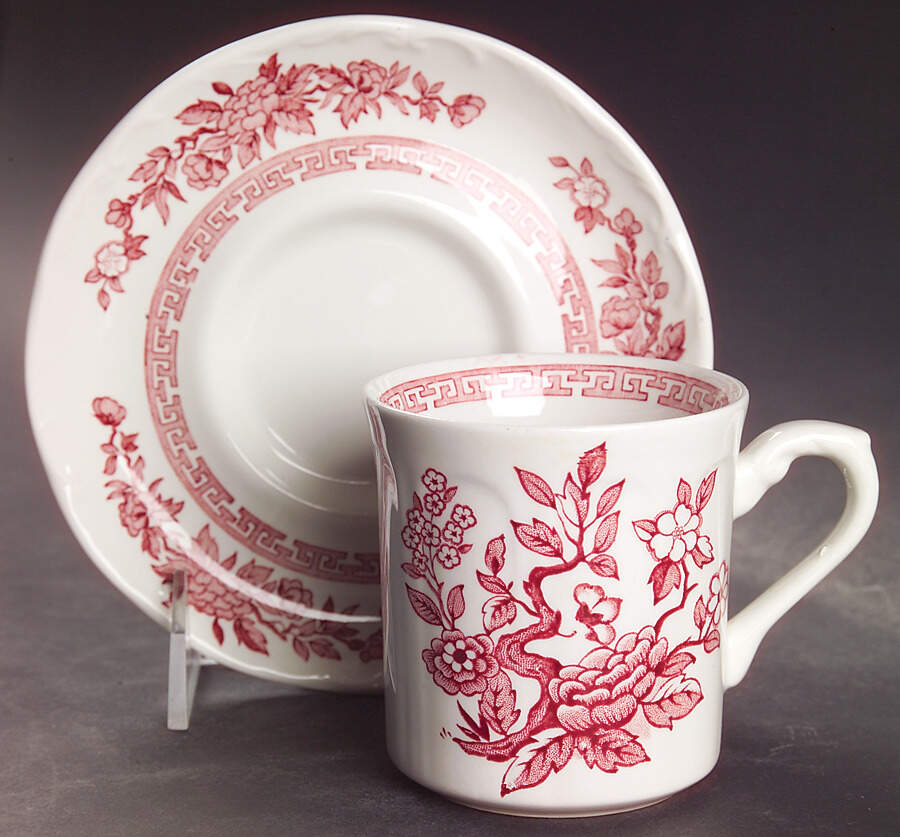 India Pink Flat Cup & Saucer Set by J & G Meakin-1