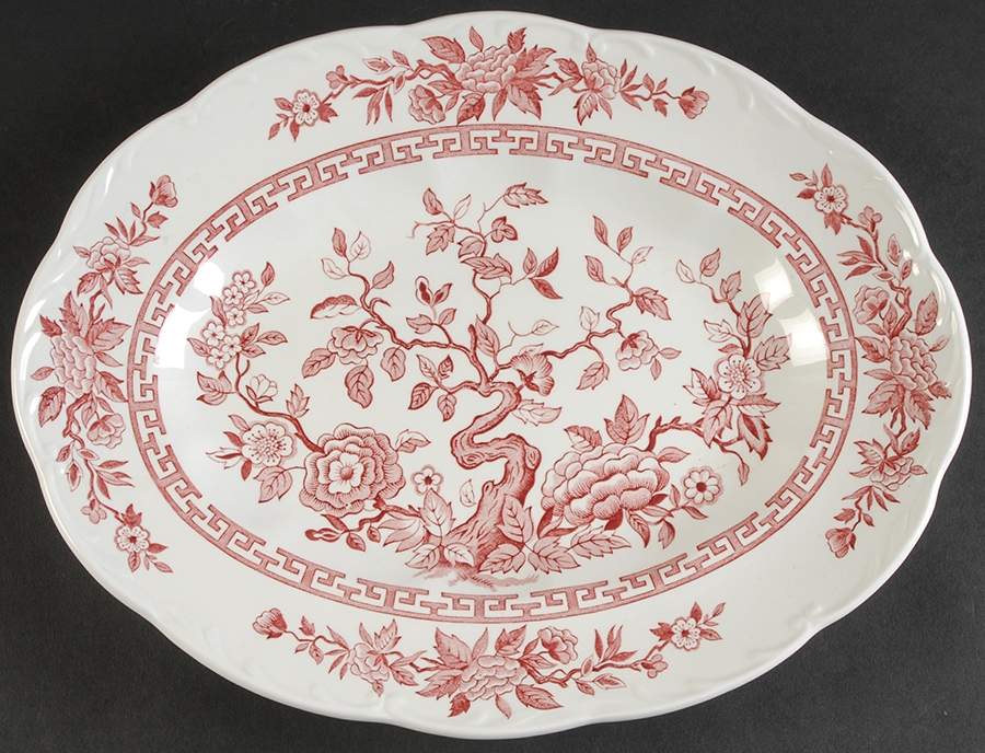 India Pink 12" Oval Serving Platter by J & G Meakin-1