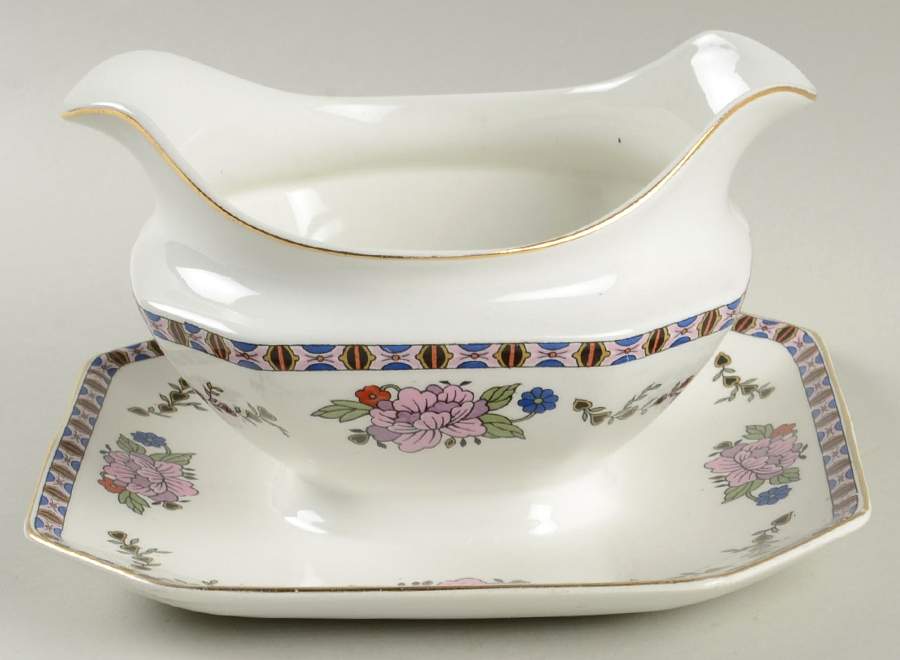 Indian Prince Gravy Boat with Attached Underplate by J & G Meakin-1