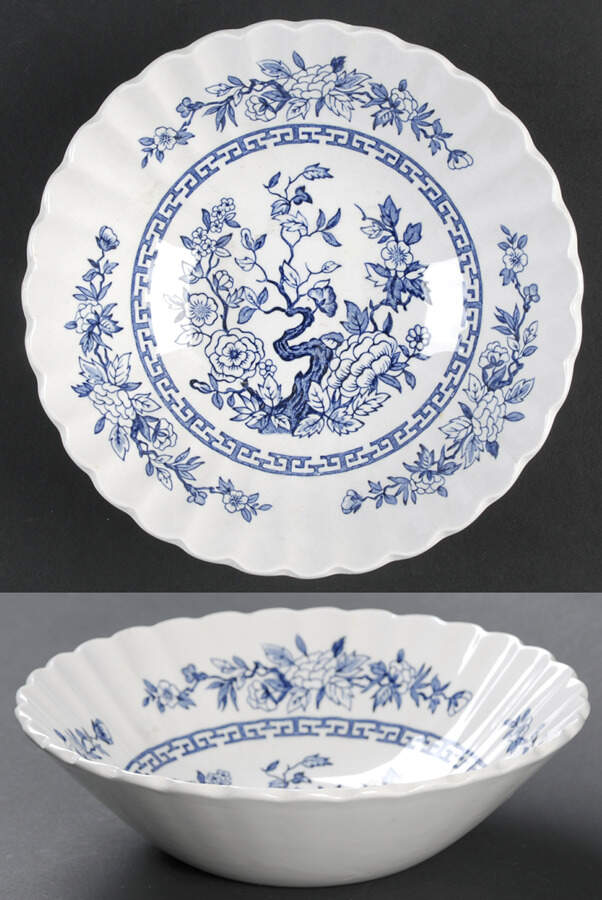 Indian Tree (Swirl Edge, Blue Design) Coupe Cereal Bowl by J & G Meakin-1